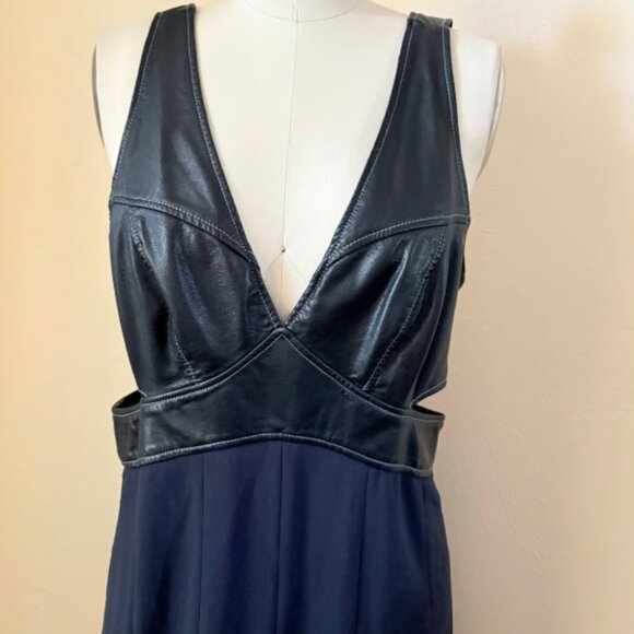 Brand New by Anthropologie Faux Leather Panel Midi Dress - Picture 7 of 9
